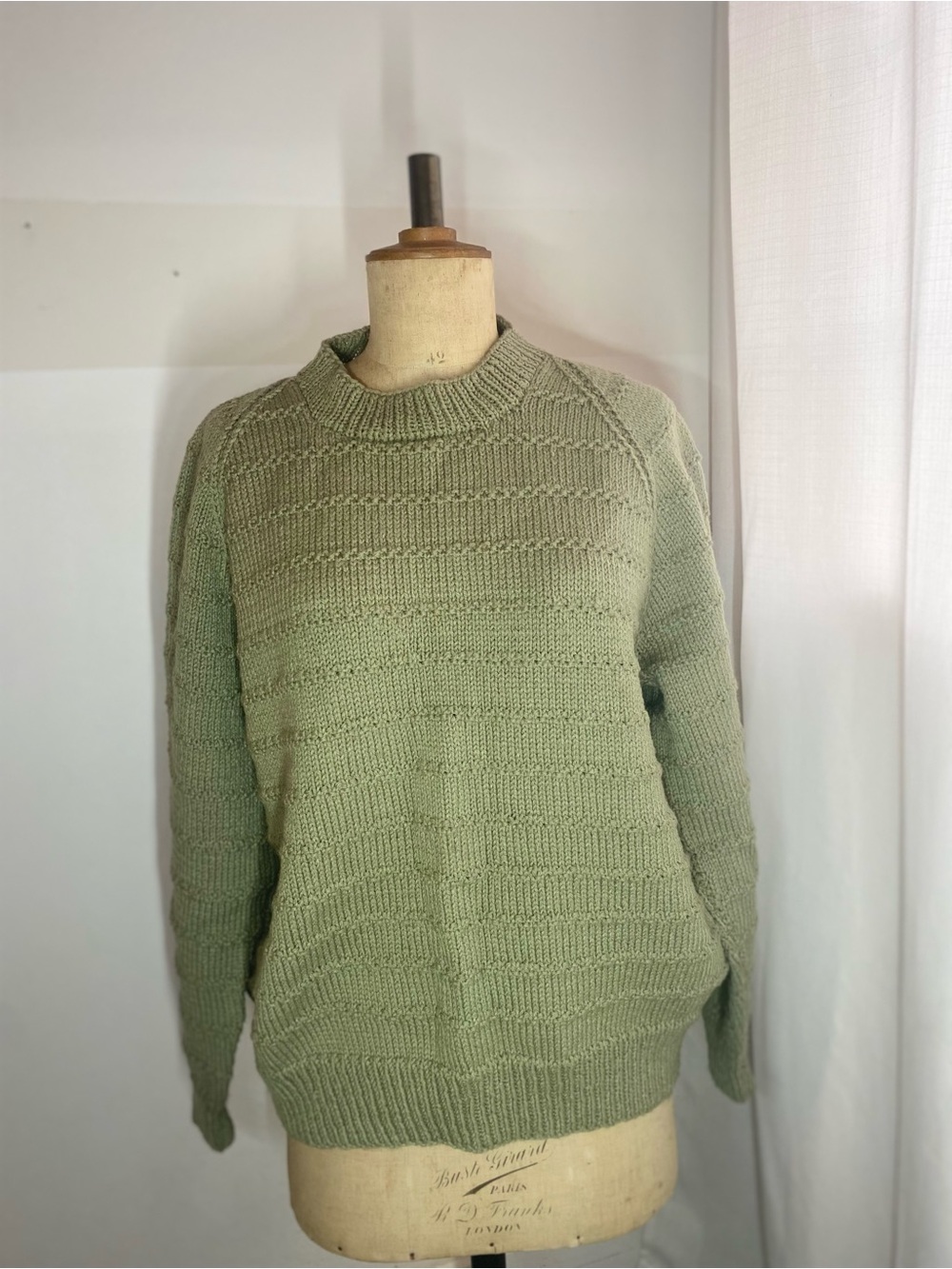Handmade Sage Green Chunky Knit Sweater Cottagecore Relaxed Fit